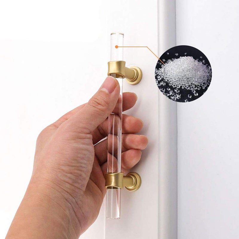 Peaha 10 Pack 3-3/4 Inch Acrylic Cabinet Pulls Gold Drawer Handles Brushed Brass Hardware Zinc Alloy for Dresser Cupboard Kitchen - Image 4